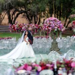 Bride & groom at outdoor garden ceremony, Legacy Venues wedding venue Los Angeles